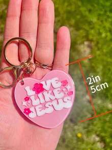 Jesus Like Heart Keychain Stainless Steel For Men Women Religious Christian Gift Backpack Wallet Car Key Phone Case Pendant Decoration Couples Mother Day Gift 6SZB - Hồng 2 - Xem 8