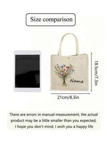 Customizable Tote Bag, Personalized Teacher's Day Gift, Thanksgiving Gift, Lightweight Large Capacity Casual Fashionable Suitable, Suitable For Wedding, Birthday, Beach - Multicolor - View 5