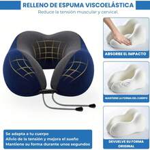 VOGRAC Viscoelastic Pillow With A 100% Viscoelastic Core, Aloe Vera Fabric, Anti-Mite, Anti-Bacterial, Thermoregulating, And Ergonomic. Relieves Cervical Pressure. - Blue - View 2