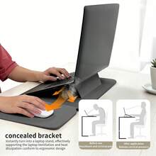 High-Quality Synthetic Leather Laptop Sleeve Set With Stand, Mouse Pad And Accessory Pouch (13-16 Inches) - Black - View 5