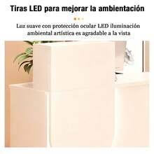 Minimalista Mueble  Recepción Lujo Con Cajones Y Luces Gris - Blanco - Ver 3