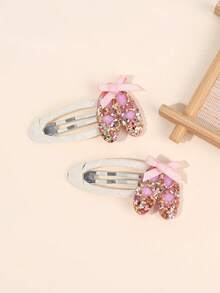 2pcs Ballet Shoe Hair Clips For Girls Sparkly Sequin Hair Bows Elegant Ballet Alligator Clips Exquisite Glitter Sequin Bow Barrettes Girls Daily Hairpins Clips Dance Themed Headpiece Teens Hair Accessories - Pink - View 3