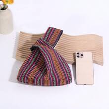 女士复古几何图案休闲手腕包，可爱小巧手提包 - 彩色 - 查看 2