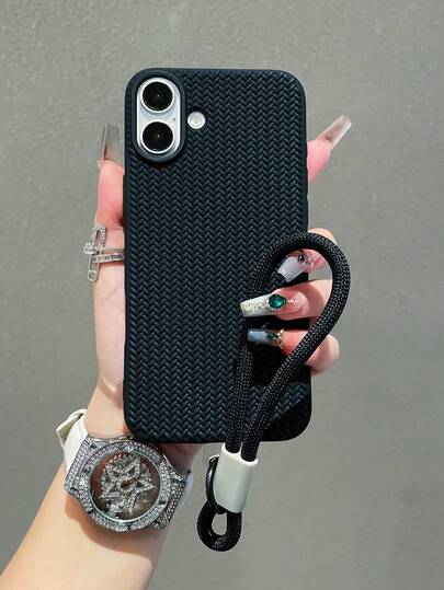 Keychain,Lanyard Premium Knitted Pattern Sweater Phone Case Compatible With IPhone 17/17AIR/17Pro/17ProMax/16/16Pro/16ProMax/15, 14, 13, 12, 11 Pro Plus, ProMax, X, XR, XSMax, 7, 8, SE2/SE3, With Matching Phone Lanyard Accessory, Shock-Proof And Drop-Proof Full Coverage Case