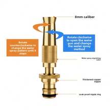 新款家用洗车铜制直喷枪，高压花园水枪头，短嘴喷嘴，浇水枪接头 - 彩色 - 查看 3