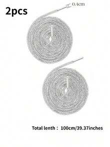 2pcs Of 100cm Luxury Rhinestone Shoelaces, Round Rhinestone Shoes/Hat Straps, Fashionable And Shiny, Crystal Brushed Sports Shoes, Sports Shoes With Shiny Diamond Shoelaces, Sparkling Crystal Flat Shoelaces - 彩色 - 查看 7