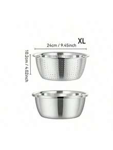 2件套，不锈钢双层滤篮 - 大容量，可重复使用，非常适合清洗水果和蔬菜 - 銀色 - 查看 13