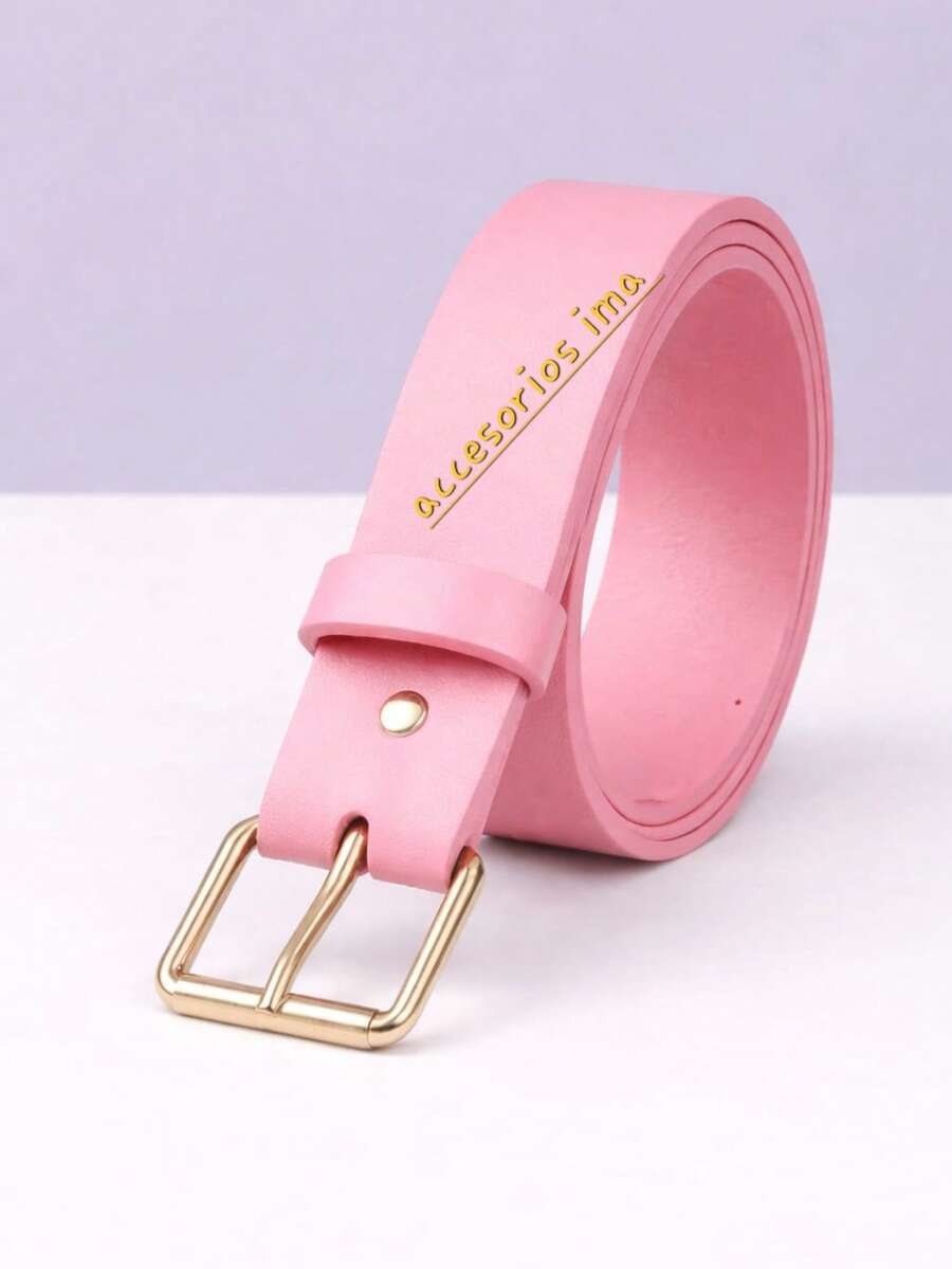 Women's Belt With Silver Buckle, Casual - Baby Pink - View 1