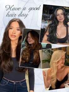 夹式接发，7片装，长款波浪卷合成接发，自然柔软，隐形浓密，适合女性日常佩戴 - 彩色 - 查看 9