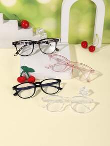 4 副男女童 9-14 岁圆形聚碳酸酯眼镜框，时尚潮流眼镜，可戴眼镜阅读学习，附赠眼镜盒 - 彩色 - 查看 11