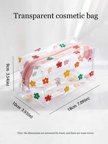 Conjunto de 2 Necessaires Grandes de PVC com Estampa Floral, Transparentes e Portáteis, com Zíper, para Viagem. Organizadoras Multifuncionais para Artigos de Higiene Pessoal, Maquiagem e Cuidados com a Pele. Essenciais para Viagem, Ótimas Opções de Presente para Madrinhas. - Multicolorido - Ver 5