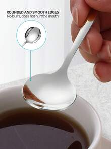 2/4/6/12/24pcs Stainless Steel Coffee/Dessert Spoon Sets, Suitable For Afternoon Tea At Home, School Supplies - Silver - View 7