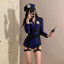 Sexy Lingerie Sexy Female Cosplay  Uniform Temptation Cosplay Role Play Flight Attendant Open Crotch One-Piece Suit - Bodysuit - View 2