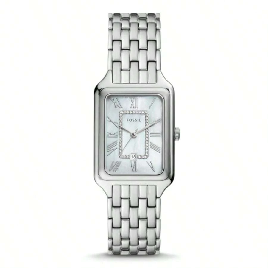 Fossil 1件装女士石英表，方形表盘，不锈钢/双色表带，罗马数字时标，女士礼物，ES5221/ES5222/ES5306 - 銀色+銀色 - 查看 1