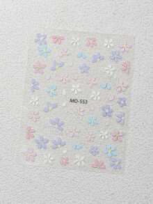 3/6 Sheets 5D Embroidery Flower Nail Stickers Pastel Daisy Bee Nail Art Decals For Spring Summer DIY Manicure - Multicolor - View 7