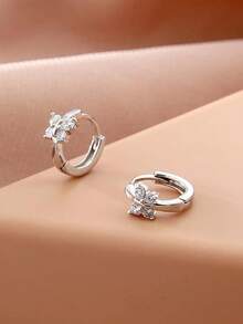 1对S925纯银蝴蝶耳环，镶嵌奢华闪亮立方氧化锆石耳钉，日常佩戴，送给女友、母亲、姐妹的最佳礼物 - 單隻 - 查看 8