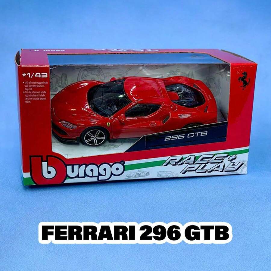 Burago 1:43比例 296 GTB R&P 压铸汽车模型，官方授权，精细复制品，收藏套装，适合作为青少年和成人的礼物 - 1:43 296 GTB - 查看 1