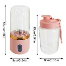 Portable Blender For Shakes And Smoothies, USB-C Rechargeable Personal Juicer Cup, 6-Blade Mini Mixer For Ice And Nuts, Leak-Proof Travel Bottle || Portable Blender For Shakes And Smoothies, 400ml Personal Size Juicer Cup With 6 Blades, USB Rechargeable Mini Mixer For Travel Gym - 粉色 - 查看 5