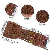 1pc Handmade Braided Knit Beanie Hat, Warm Autumn/Winter Wig Hat, Funny Hat For Holiday Events - Multicolor - View 9