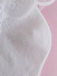 3 Pairs Children White Lace Trim Socks, Elegant & Casual Versatile Mesh Socks - White - View 3