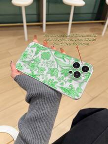 1 pieza Funda de teléfono TPU rosa transparente y gruesa con protección UV contra caídas, con diseño minimalista de planta verde y patrón floral, compatible con series /Galaxy, proporciona protección para la lente y se puede usar como cubierta protectora, regalo exquisito para familiares, amigos y colegas para Año Nuevo, Navidad, Halloween o San Valentín - Multicolor - Ver 4