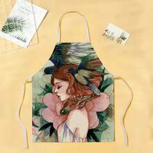 1pc Beautiful Woman Graphic Apron, Creative Funny Fashion Print Home Cleaning Apron, Easy To Wash Kitchen Cooking Apron, Innovative Home Apron - Multicolor - View 20