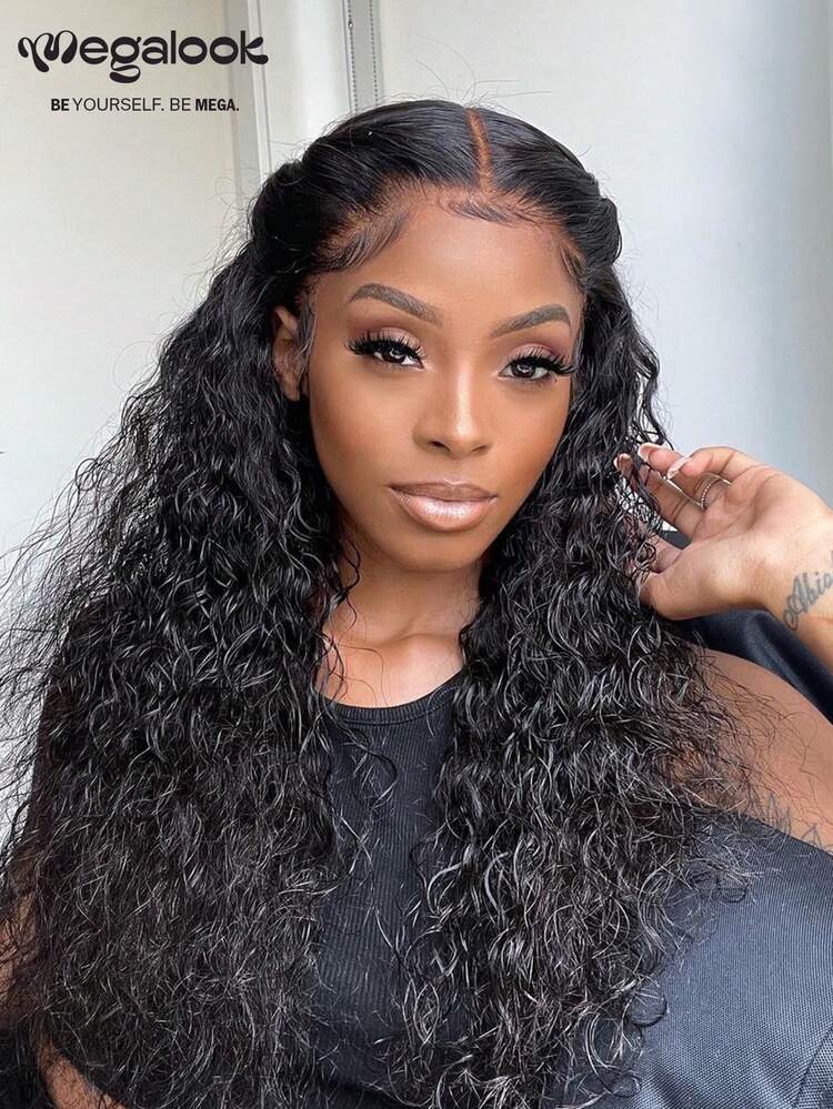 MEGALOOK 4x4 Lace Water Wave 100% Human Hair Transparent Lace Closure 8-30inch Long Wig Bob Wig Natural Color - Natural Looking Daily Use Office Ready Corpse Bride Halloween Vibes Party Style Y2K Baddie Vacation Outfits Outdoor Cosplay Campus School Holiday Christmas Part Wedding Festival Ready For Women - SNatural - View 4