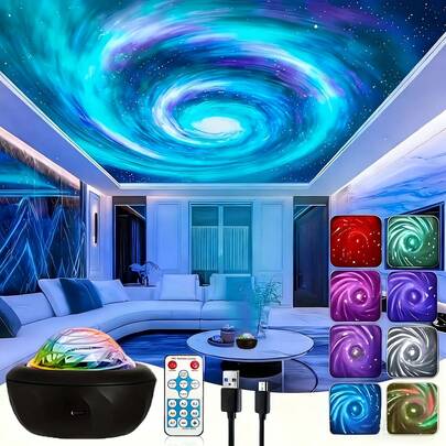 1 st. justerbar ljusstyrka stjärnhimmel nattlampa projektor, himmeltema sovrums- och vardagsrumslampa, dimbar LED-inomhusdekor, USB-driven med fjärrkontroll (batterier ingår ej), lämplig för sovrum och vardagsrum, perfekt present, kan avslappna atmosfären och hjälpa till att sova, sänglampa, modern stil