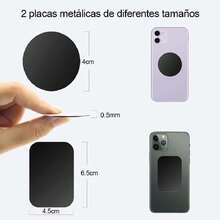 Placa de Metal para Soporte Celular Automóvil Magnético para Teléfono, Placas Metálicas de Repuesto para Soporte Magnéticas,10 Redondas y 10 Rectangulare,40966132 - A - Ver 2