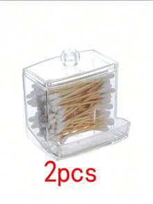 1pc Creative Mini Makeup Brush Holder Storage Box, Plastic Transparent Acrylic Covered Vanity Desk Organizer - Multicolor - View 10