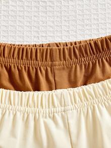 4pcs/Set New Summer Baby Boys' Letter Print Striped Trim Vest And Shorts - Multicolor - View 6