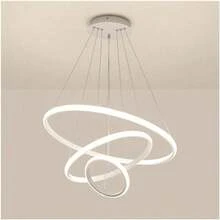 3-Ring LED Ceiling Light Pendant Light, Adjustable Three-Color Dimming Decorative Light For Living Room, Bedroom, Home - White - View 6