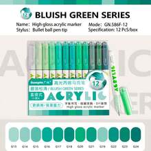 GuangNa 12/24 Colors High Gloss Acrylic Paint Marker Pen Set, Direct Liquid Ink, Soft Brush Tip Suitable For Fabric, Canvas, Stone, Glass, Wood, Paper, DIY Crafts, Art Supplies - Sets - View 19