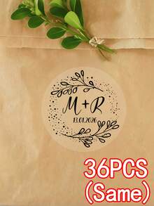 1/12/24/36/48/60 Pcs Customized Wedding Stickers, Round Personalized Couple Name And Date Decals, 6/5/4 Cm Wedding Gift Stickers, Wedding Invitation Seals And Gift Wrapping Labels, Romantic Anniversary And Valentine'S Day Stickers, Self-Adhesive Wedding Celebration Sticker - Regular Model - View 32