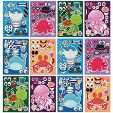 Bộ 6/12 miếng dán hình động vật cho trẻ em, hình cá mập, bạch tuộc, cua, rùa biển, hình dán trang trí tự làm cho quà tặng tiệc tùng, đồ chơi nhồi bông, đồ thủ công ở trường, quà sinh nhật. - Nhiều màu - Xem 2
