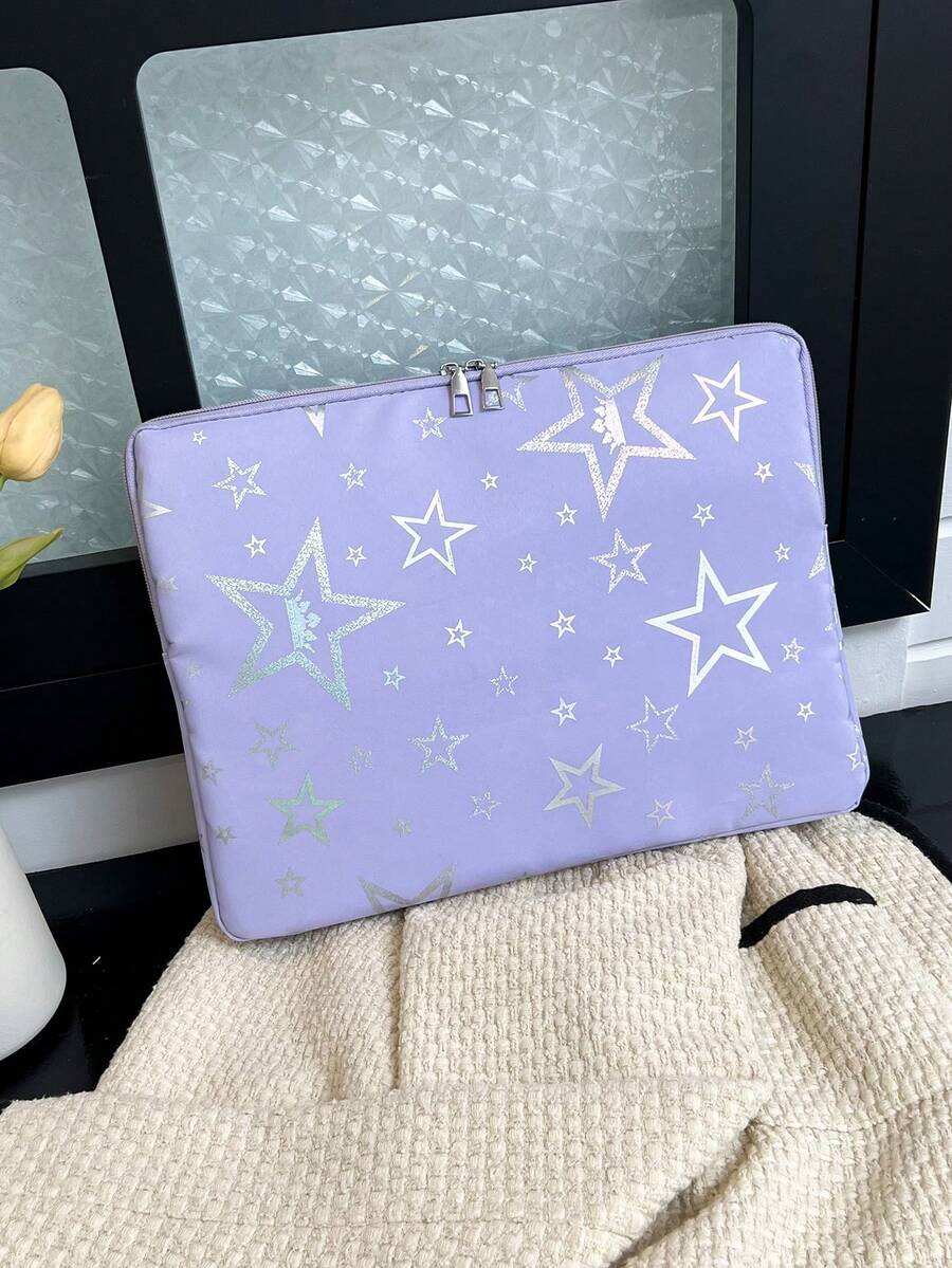 1件装学生笔记本电脑包,11英寸/13英寸/15英寸电脑包,星形印花面料休闲男女通用保护套,文件袋,笔记本电脑包,笔记本电脑手提包,11/13/15英寸台式机保护套,适用于MacBook、HP、ASUS等品牌,适合女生、青少年、男生、大学生,9-15英寸平板电脑手提包,适用于iPad Air 4/5/Pro,iPad保护套,防震包,单层笔记本电脑包,印花笔记本电脑内胆包 - 紫色 - 查看 1