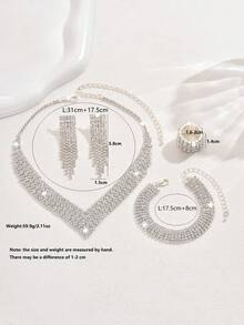 时尚婚纱首饰套装，水钻项链，耳环，手链，弹力戒指（多种搭配可选）