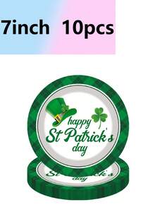 10pcs St. Patrick's Day Party Theme Party Supplies Tableware, Paper Cups, Paper Plates, Towels, Camping Travel Camping Essential Supplies, Birthday Party Supplies, Banquet, Wedding, Irish Festival Supplies - Multicolor - View 7