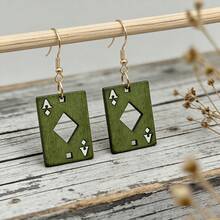 5pcs/Set Creative Personalized Funny Faux Wood Poker Card Cube A Stylish Women Party Earrings - Multicolor - View 6