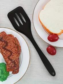 7/8件套硅胶厨房烹饪用具套装，包括中式锅铲、炒锅铲、汤勺、滤网、煎锅铲、意面铲、沙拉夹、蜂蜜勺，有红色和黑色可选。 - 黑色 - 查看 6