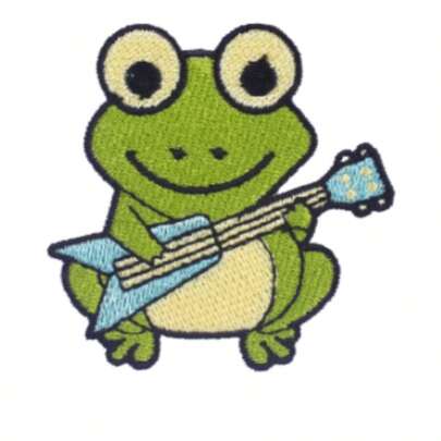 1 db Aranyos Rajzfilm Béka Gitározó Hímzett Punk Vasalható Patch, Alkalmas Barkácsoláshoz Farmerekhez, Dzsekikhez, Ruházathoz, Táskákhoz, Kalapokhoz, Lyukjavításhoz és Dekorációhoz