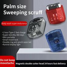 HYUNDAI 现代男士电动剃须刀，双刀头，USB充电，防水，哑光黑设计 - 黑色 - 查看 2