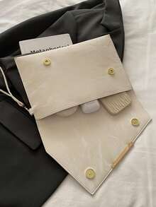 2026新款时尚简约休闲女士手拿包，纯色复古信封钱包，零钱包，手提包 - 白色 - 查看 8