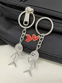 2pcs Or 4pcs Love Couple Keychains - Heart-Shaped Matching Pair With Male/Female Figures, Valentine's Day Gift Suitable For Backpacks, Car Keys, Bag Charms - Romantic Couple(Only Keychains Are Available, No Cards.) - Multicolor - View 8