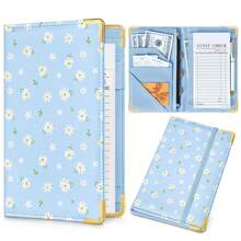 Server Books For Waitress, Faux Leather Server Book With Zipper Pocket, Cute Serving Book With Pen Holder Fits Servers Apron - 藍色的 - 查看 10