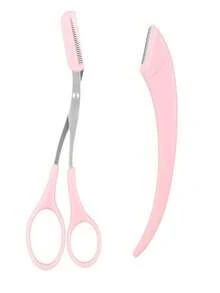1pc Unisex Eyebrow Scissors & Comb, Eyebrow Trimming Tool For Men And Women, Perfect For Eyebrow Shaping, Length Control, Grooming, Home Beauty Tool, Scissors With Mini Comb, Depilation, Facial Hair Removal, Haircut, Hair Care, Hairstyling, Storage Bag, Organizer, Accessories, Christmas Holiday Gift - Pink - View 4