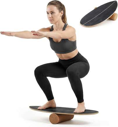 Balance Board For Adults, 330LBS Wobble Boards With Storage Rack, Wooden Exercise Balancing Stability Trainer For Improve Balance, Surfing, Skate, Yoga, Skateboarding