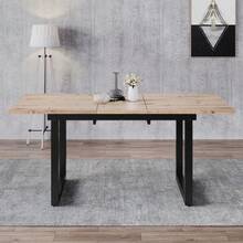 Extendable Dining Table, L140/180 X W80 X H75 Cm, Industrial Style, Rectangular, Coffee/Lounge Table, Modern And Sleek Iron Dining Table, Space-Saving Multifunctional Table, MDF, White And Black
