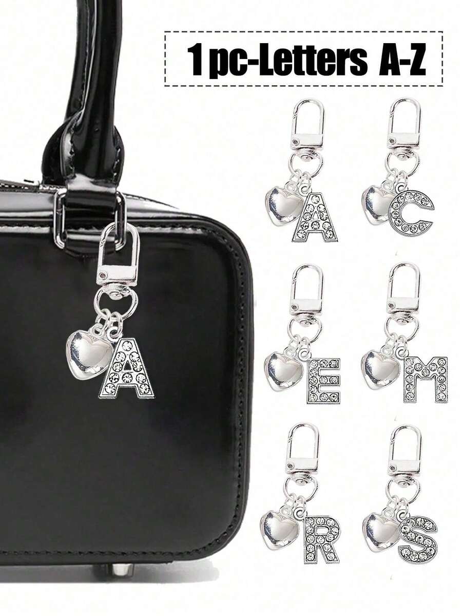 个性化心形吊坠，可刻姓名首字母，心形钥匙扣，定制包包挂饰，礼物，钥匙链，独特手机配件，简约设计，适合女士钱包和手机配件，是送给朋友、家人或女友的完美礼物，户外配件，派对配件，礼物，纪念品，女士包包挂饰，汽车挂饰，送给女性和女孩的礼物 - 彩色 - 查看 1