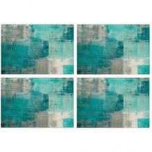 Bộ 4/6 tấm lót bàn ăn nghệ thuật trừu tượng hiện đại, phong cách mùa hè, màu trà, vân gỗ mộc mạc, tranh sơn dầu phối màu tương phản, bảo vệ mặt bàn, thích hợp cho nhà bếp, phòng ăn, đám cưới, trang trí ngày lễ, trang trí phòng, trang trí không gian, kích thước 18*12 inch/45*30 cm - Nhiều màu - Xem 7